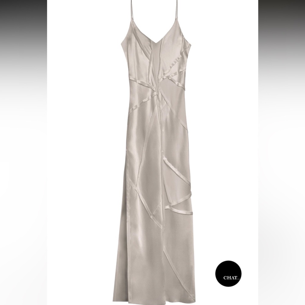 KES Elongated Recycled Slip Dress With Slit- Quartz - Picture 3 of 9